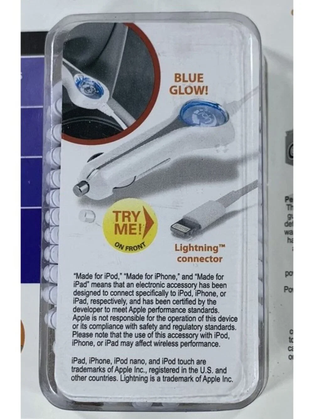 PowerUp! 2.4 Amp Rapid Charger Lightning Connector Car Charger 6 Ft Cord NEW